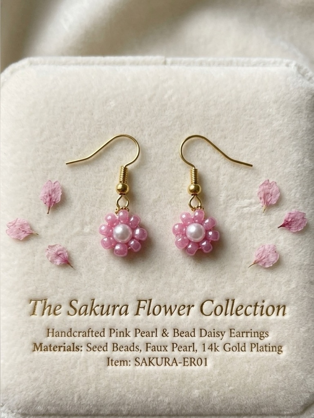 ❤️ Dainty Pink Daisy Flower Earrings - Gold Plated